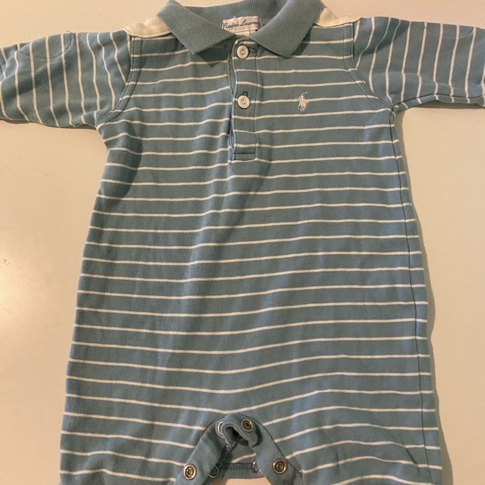Ralph Lauren Blue and White Striped Kids Bodysuit